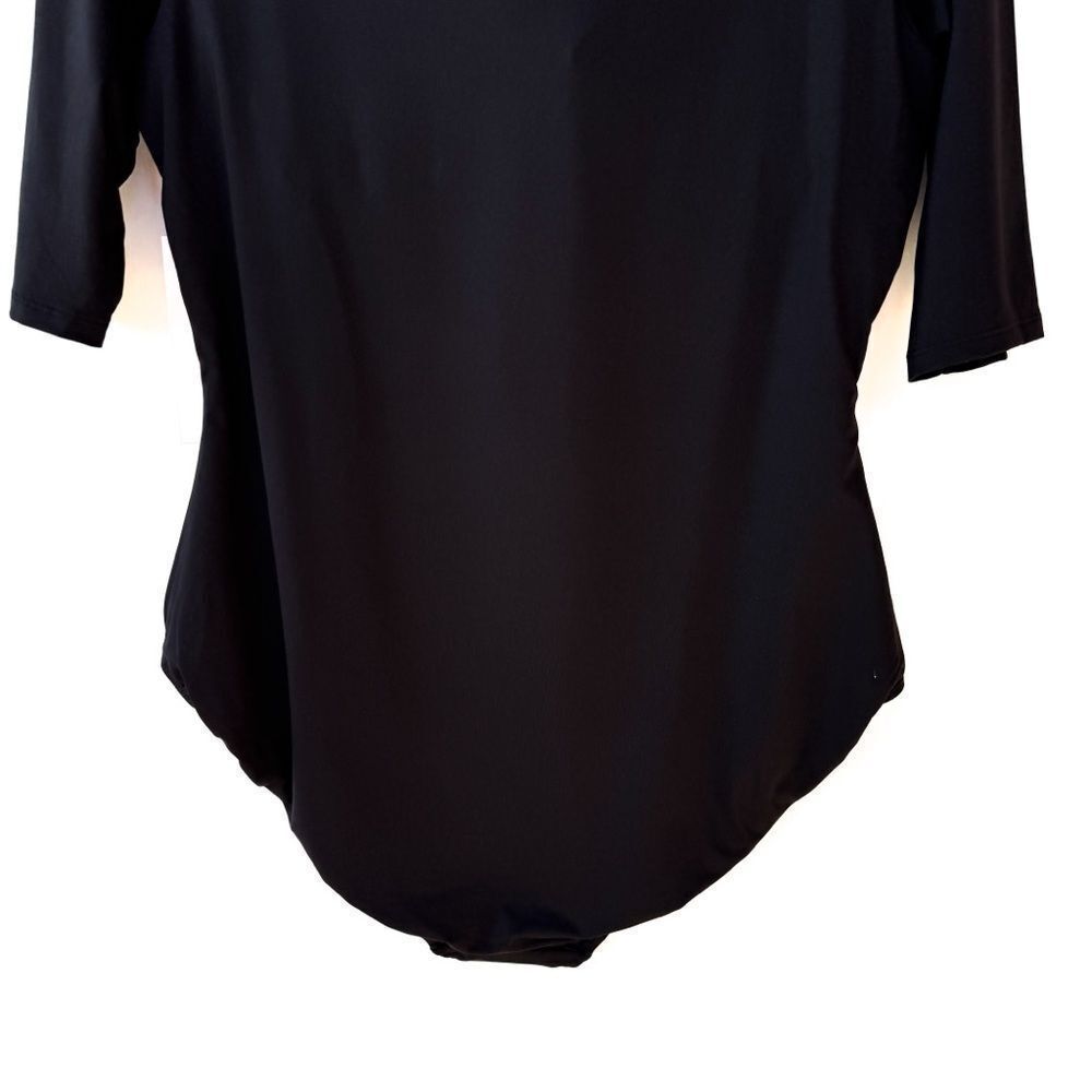 NWT Anne Cole Black Short Sleeve One Piece Live In Half Zip Rash Guard Swimsuit - Picture 13 of 13